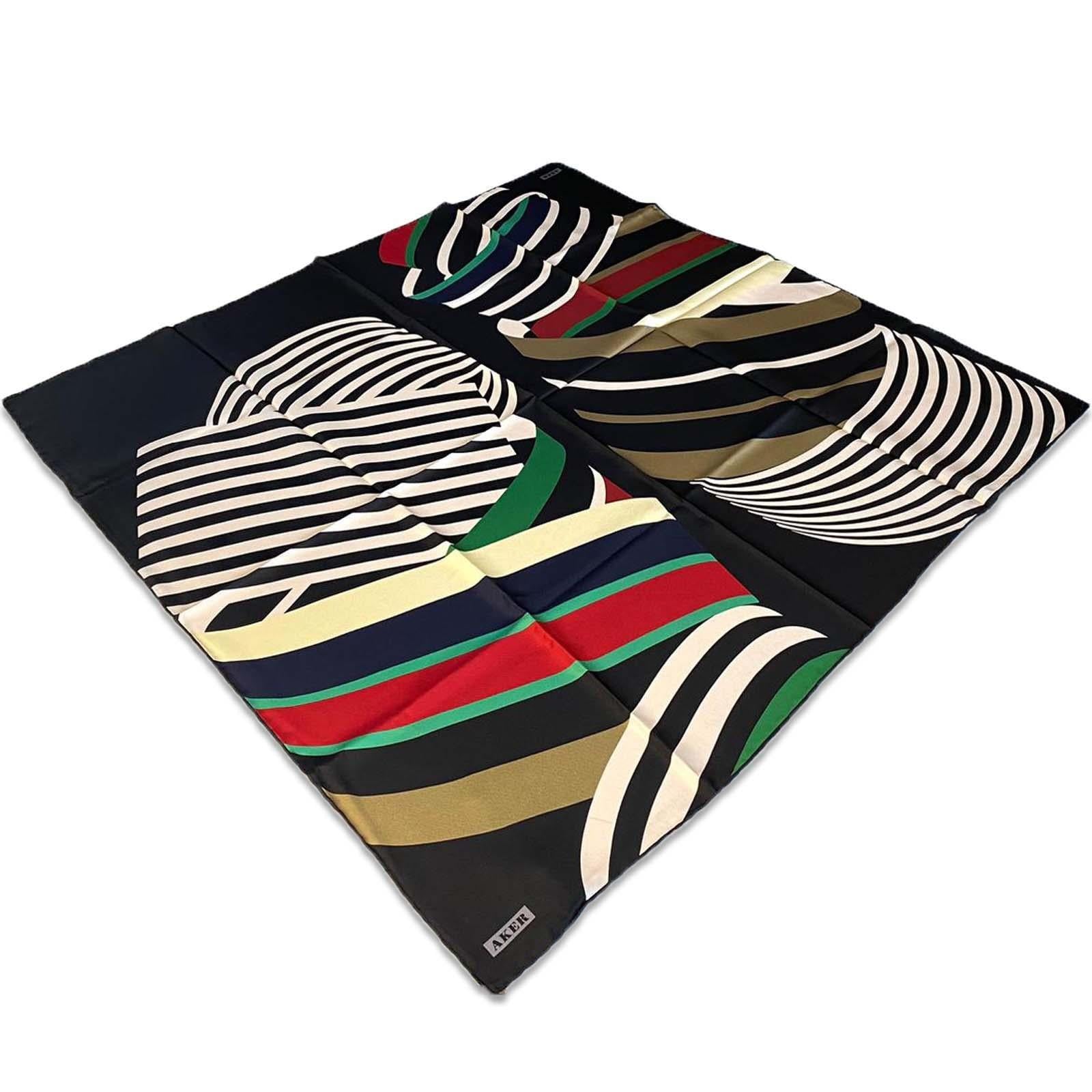 Aker Black Red Mixed Pattern Twill Silk Scarf 8805713-911