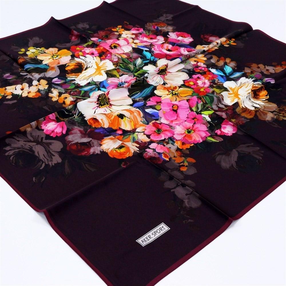 Aker Sport Eşarp IST 7368797-993 Bordo Çiçek Desen                         