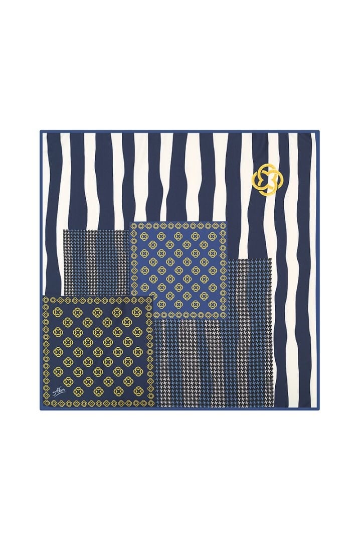 Aker Sport Tivil Eşarp 7940795 922 Lacivert Sarı Monogram  Desen
