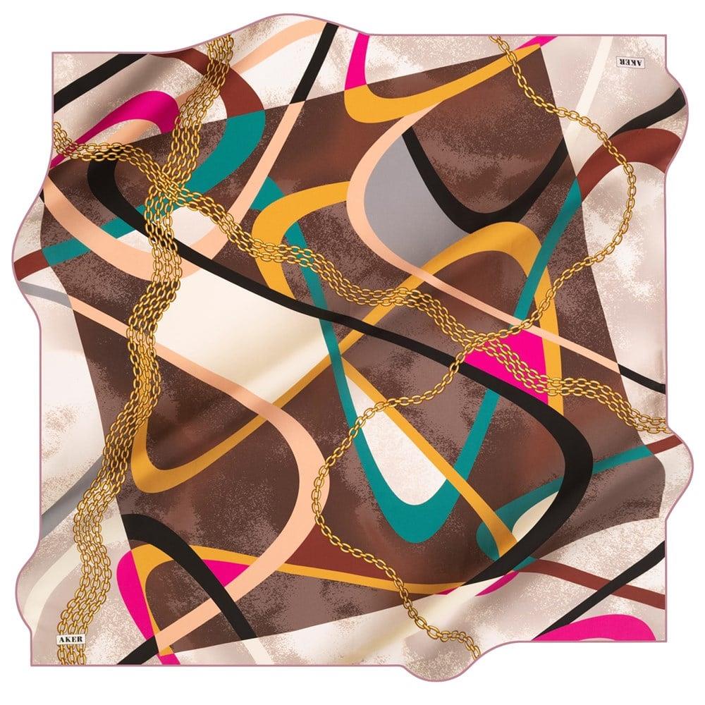 Aker Sura İpek Eşarp 41440 Pembe Karışık Desen 8298701-391