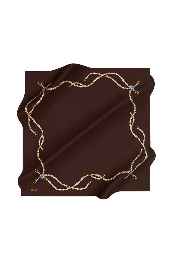 Aker Sura İpek Eşarp Bordo İnci Desen