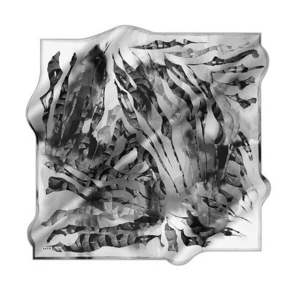Aker Sura İpek Eşarp Siyah Geometrik Desen