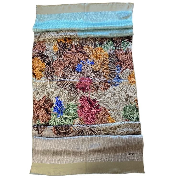 Aker Sura İpek Şal 55250 Soft Yeşil Karışık Desen