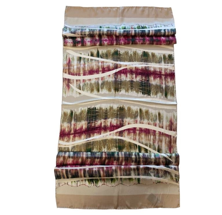 Aker Sura İpek Şal 55261 Fuşya Batik Desen