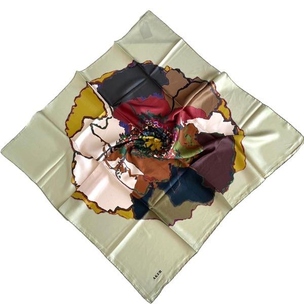Aker Twill Silk Scarf 8314713-951-35616 Green Mixed Pattern
