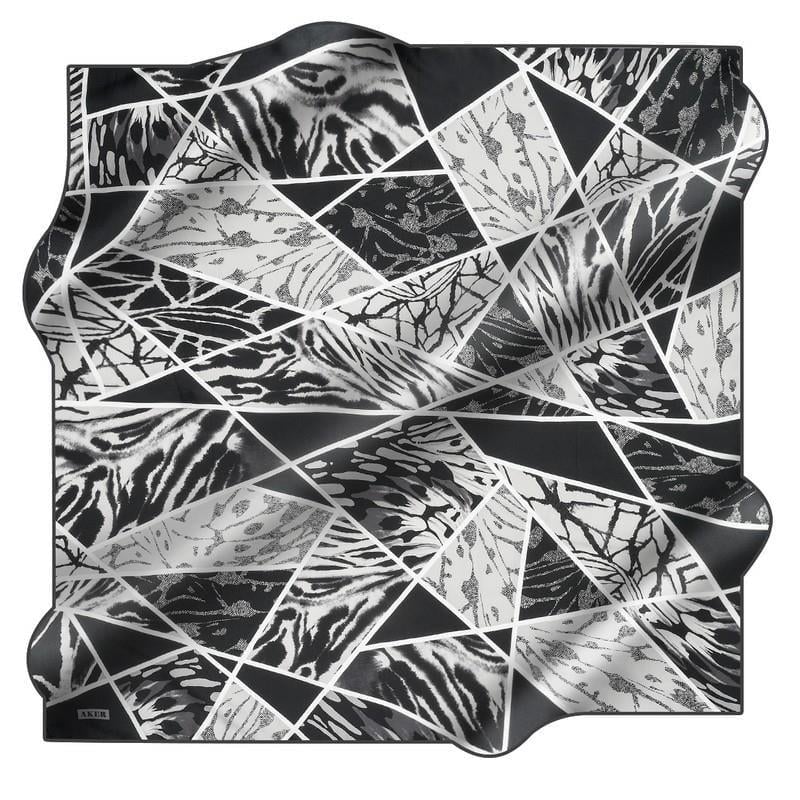 Aker Twill Silk Scarf 8548713-913-48444 Black Mixed Pattern