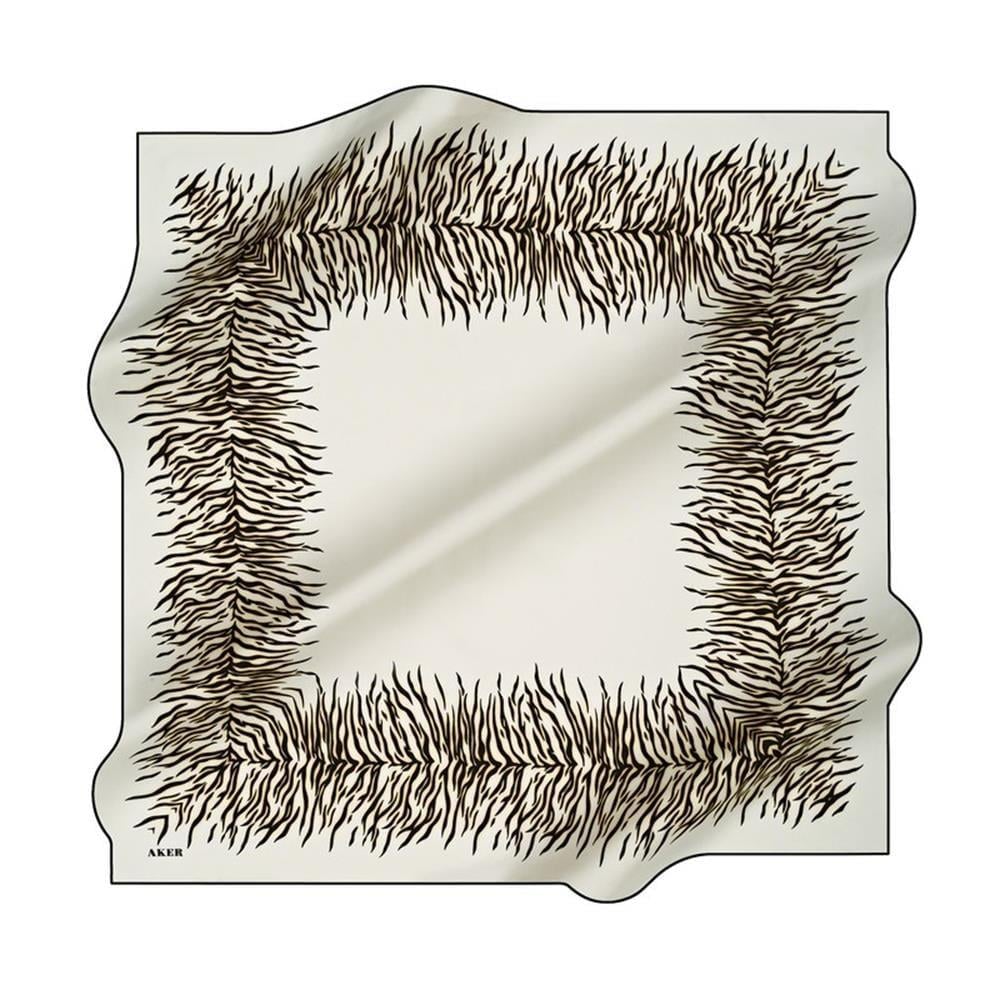 Aker Twill Silk Scarf 8672713-914 47528 White Zebra Pattern