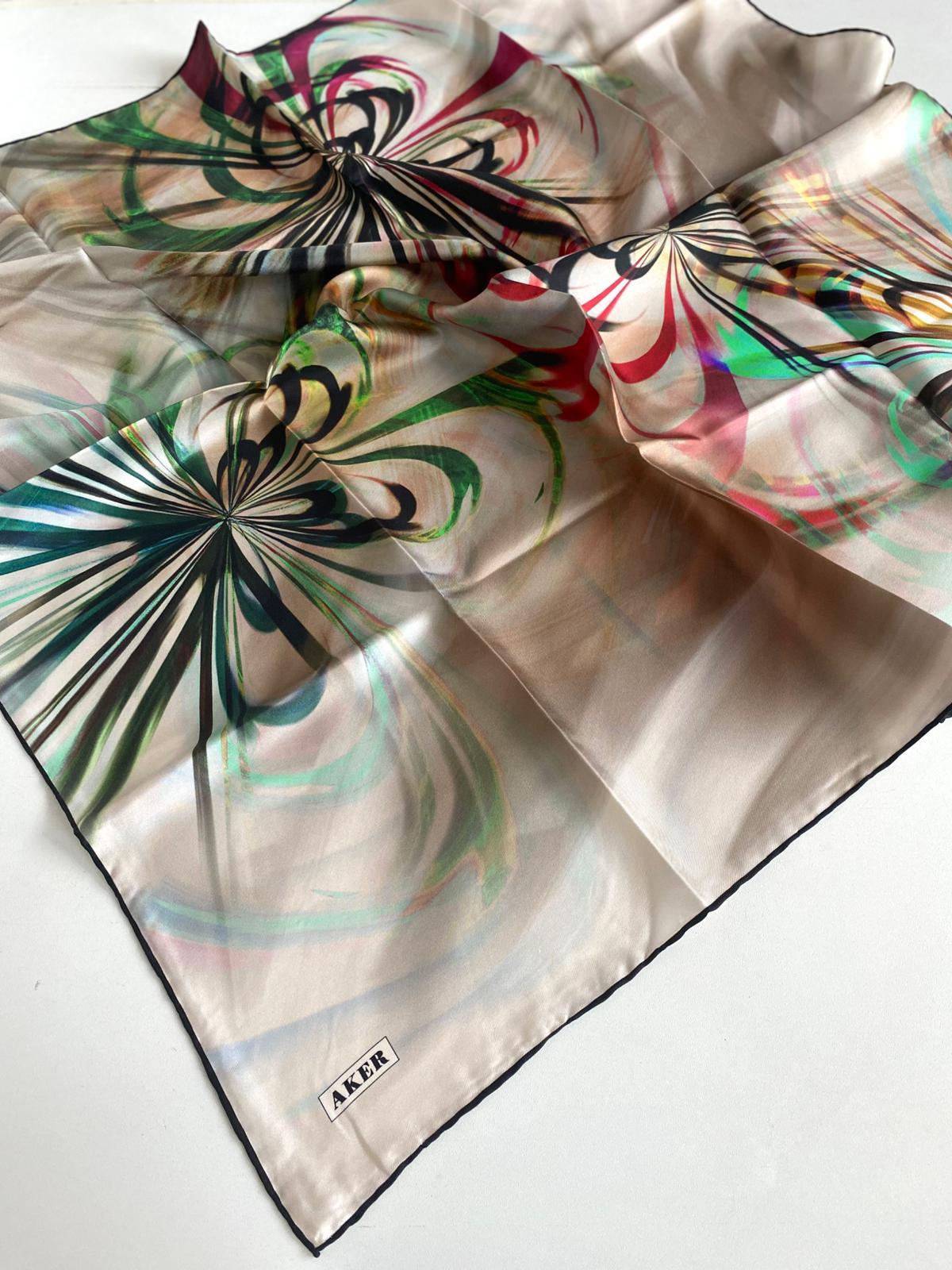 Aker Twill Silk Scarf 8898713-912-48098 Mink Mixed Pattern