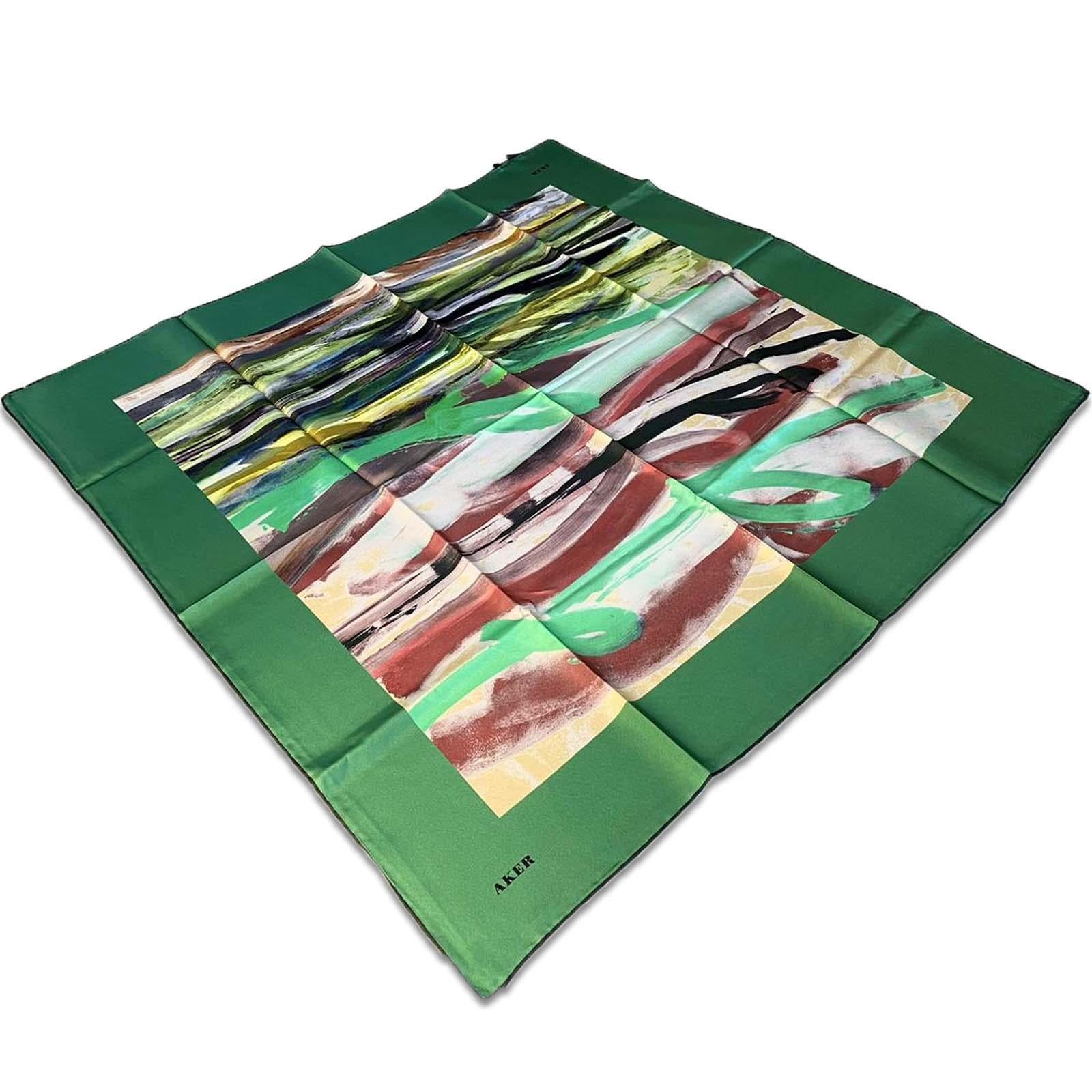 Aker Green Claret Red Mixed Pattern Twill Silk Scarf 8808713-951