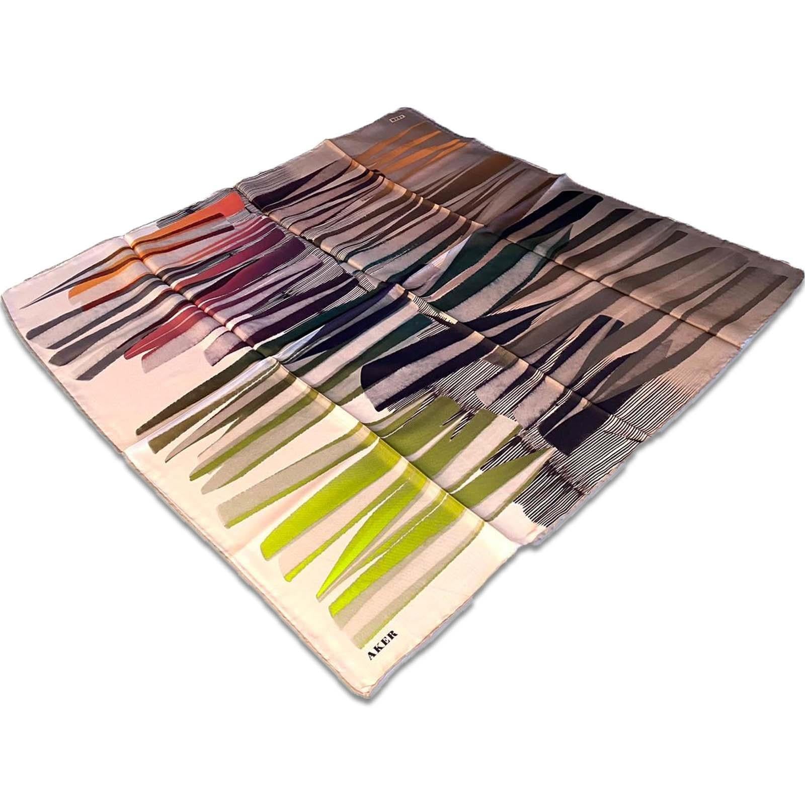 Aker Green Geometric Pattern Twill Silk Scarf 8838713-932