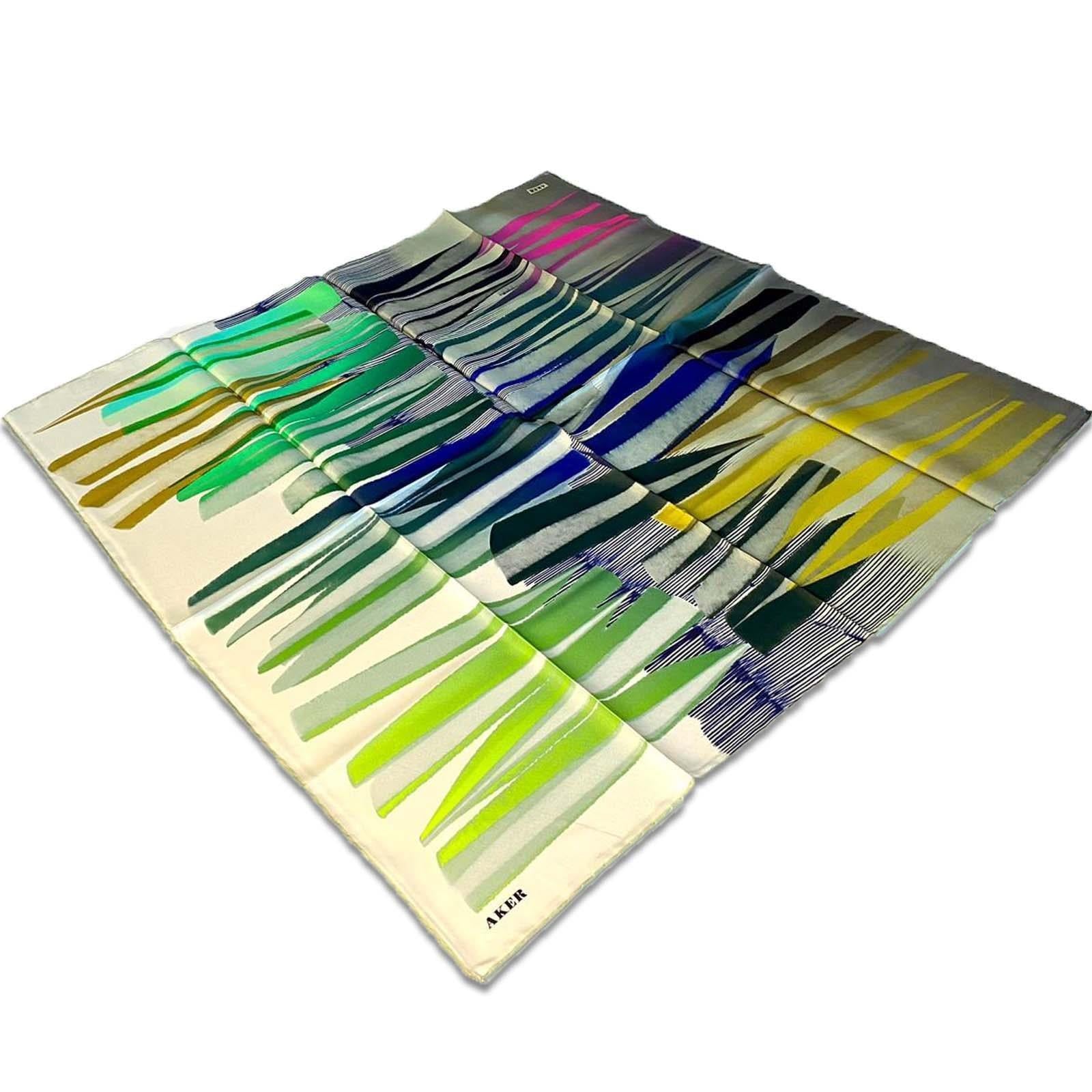 Aker Green Geometric Pattern Twill Silk Scarf 8838713-951