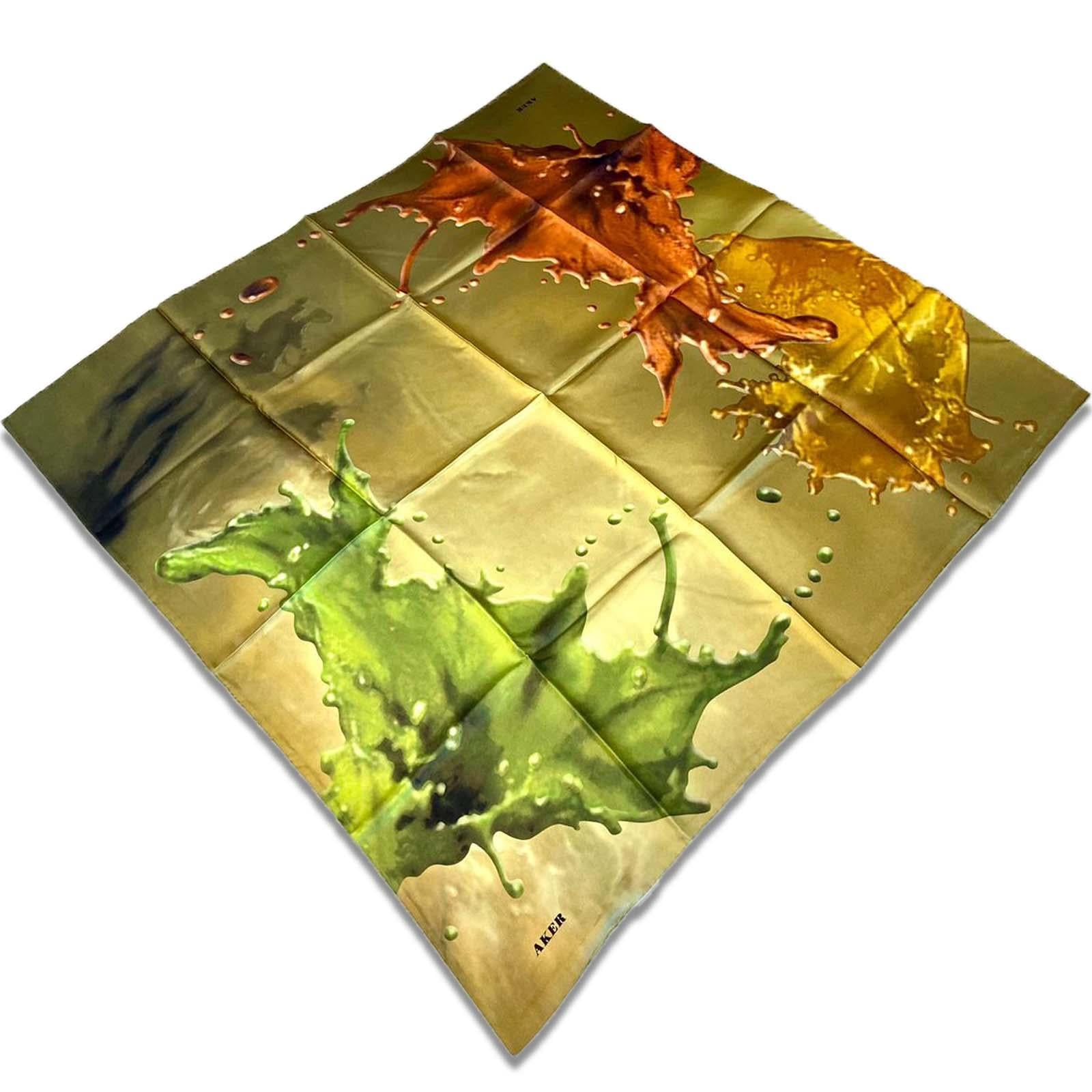 Aker Yeşil Karma Desen Tivil İpek Eşarp 31942