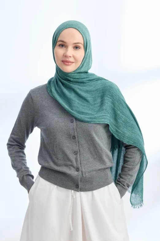 Armanda Organic Touch Viskoz Şal 3601 76 Petrol Düz Desen