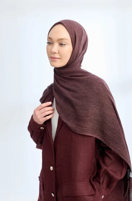 Armanda Organic Touch Viskoz Şal 3601 1032 Bordo Düz Desen