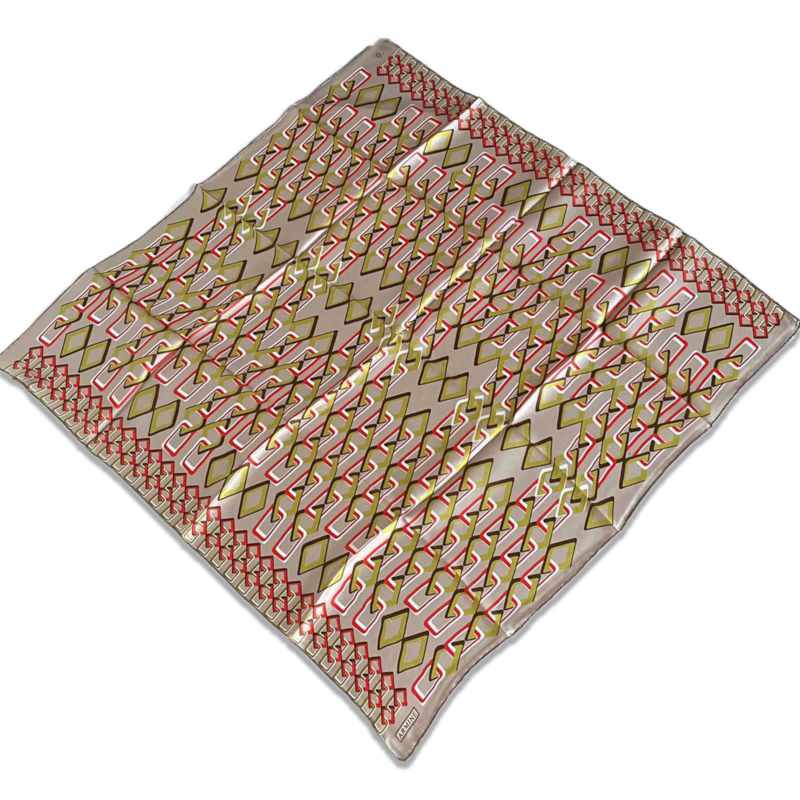 Armine Bej Geometrik Desen Sura İpek Eşarp 9172 - 35