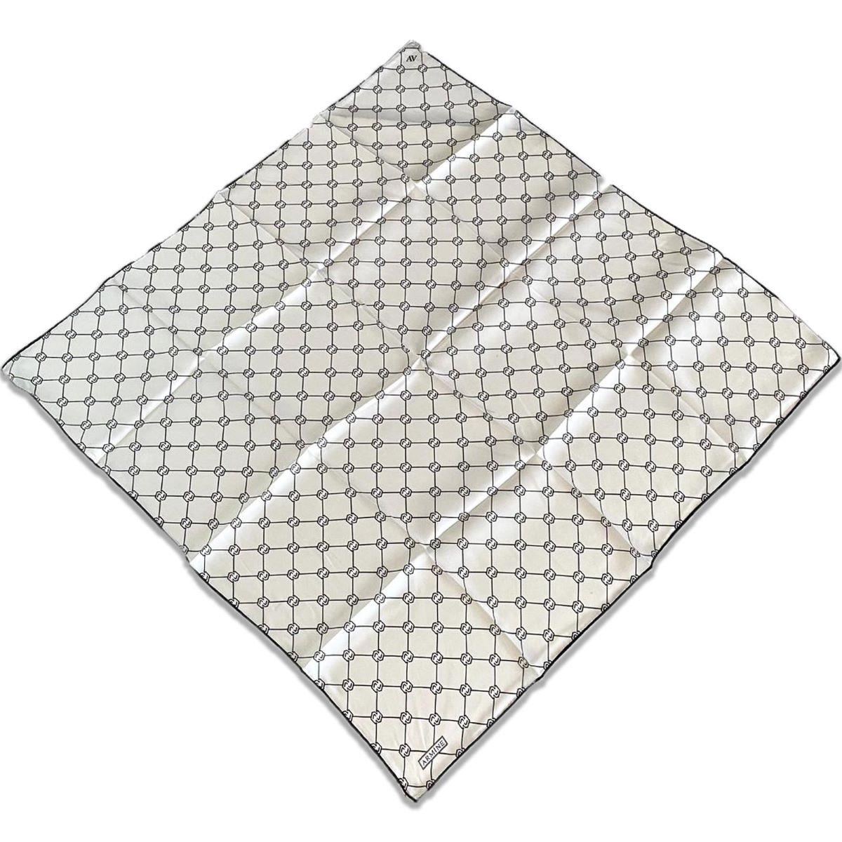 Armine White Black Monogram Pattern Satin Silk Scarf 9178-82 Color