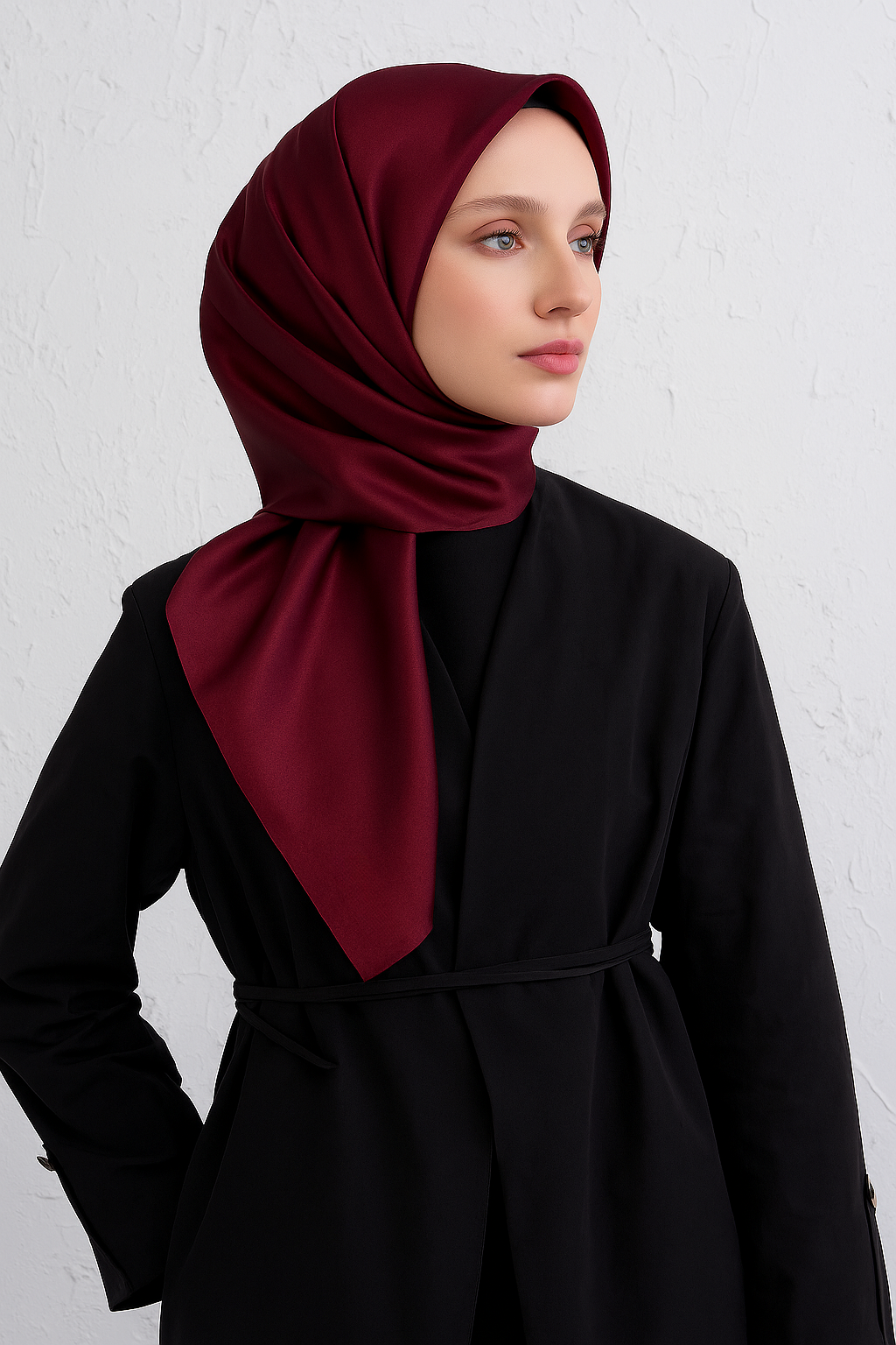 Armine Bordo Düz Renk Sura İpek Eşarp 10D02 - 03