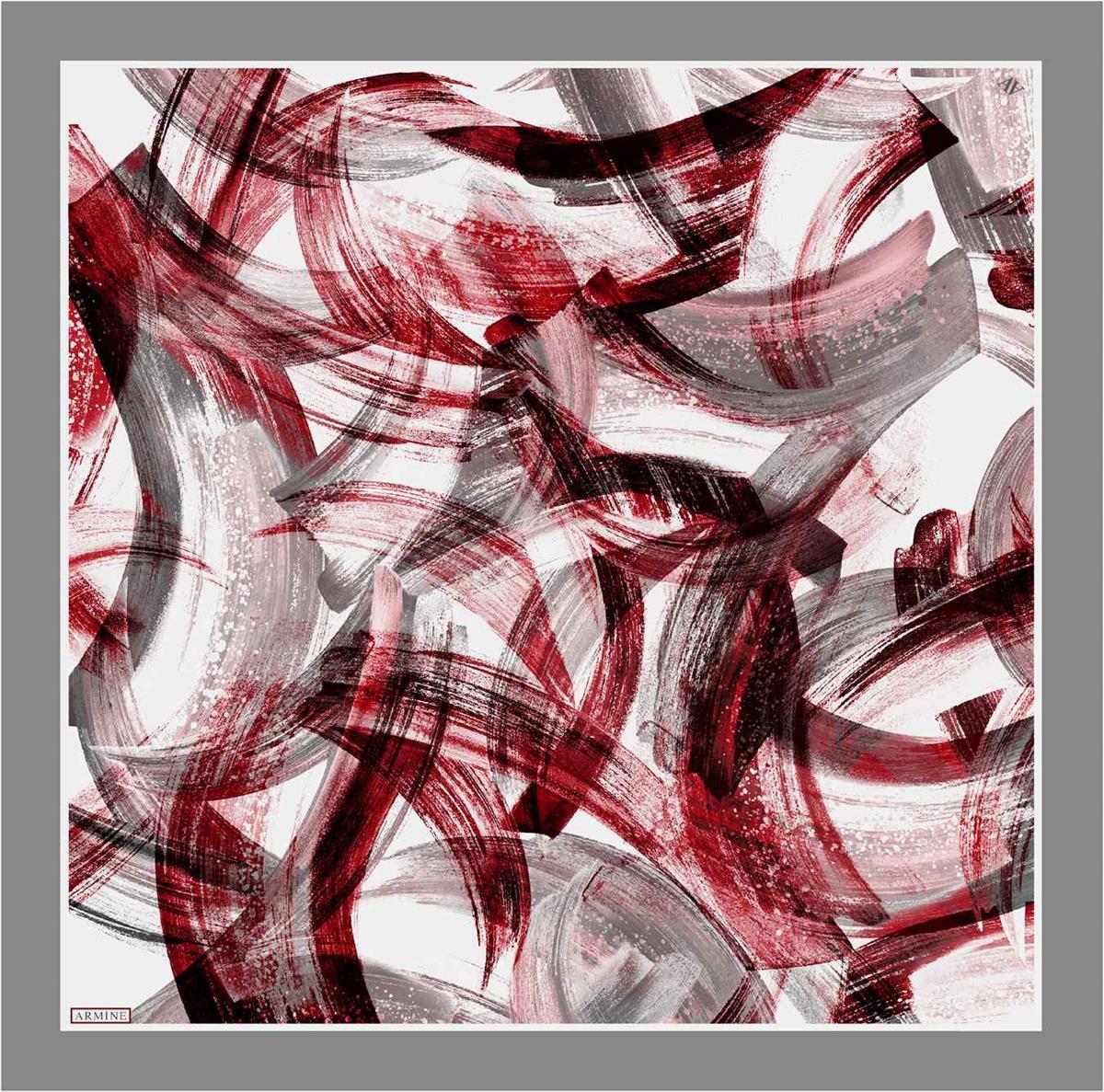 Armine Gri Batik Desen Tivil İpek Eşarp 8932-05