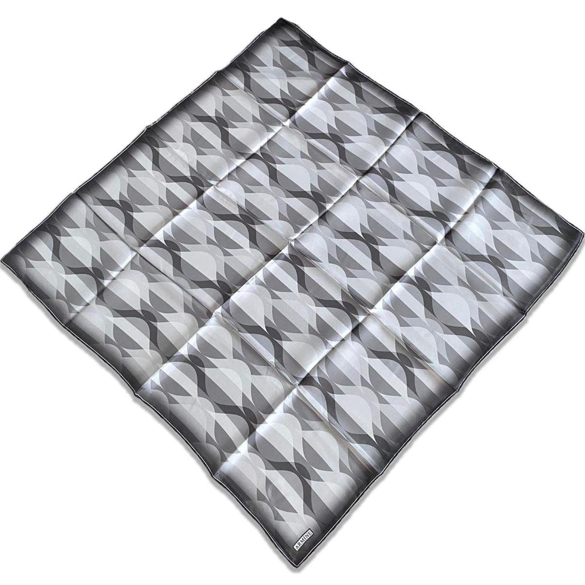Armine Gri Geometrik Desen Sura  İpek Eşarp 9169-54