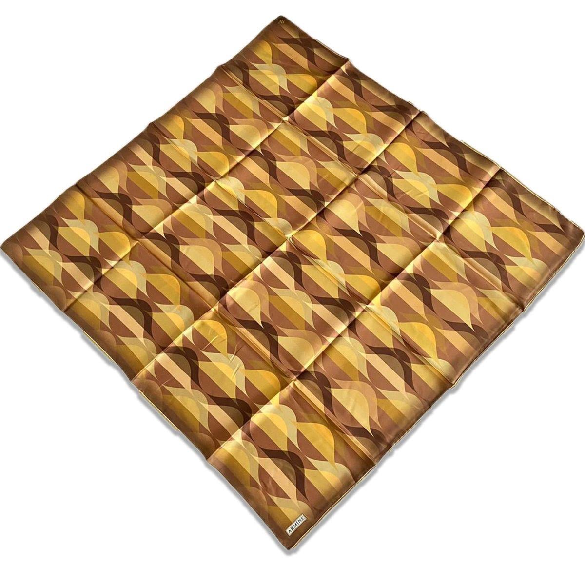 Armine Hardal Sarı Geometrik Desen Tivil  İpek Eşarp 9169 - 53