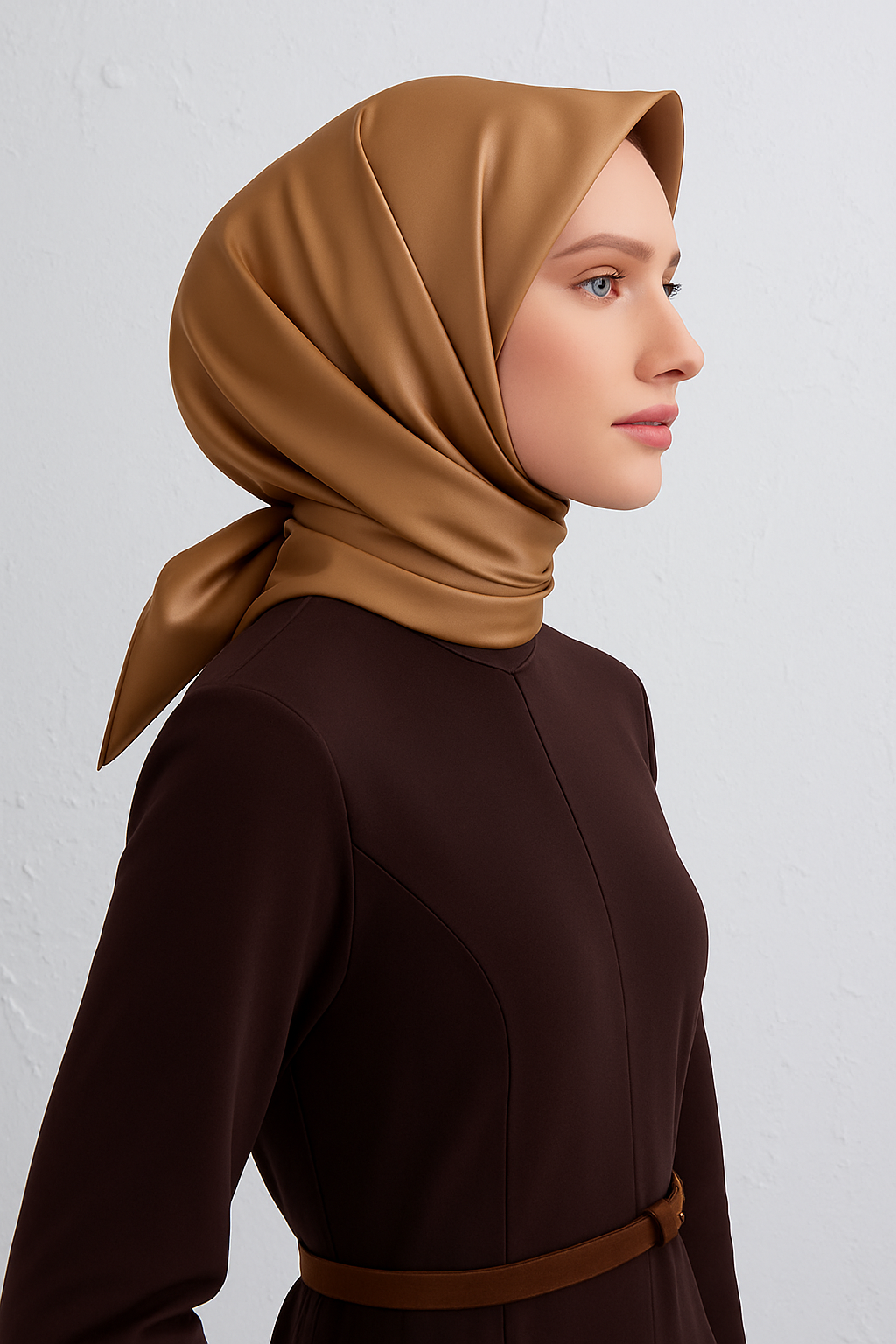 Armine Kahverengi Düz Renk Sura İpek Eşarp 10D02 - 514