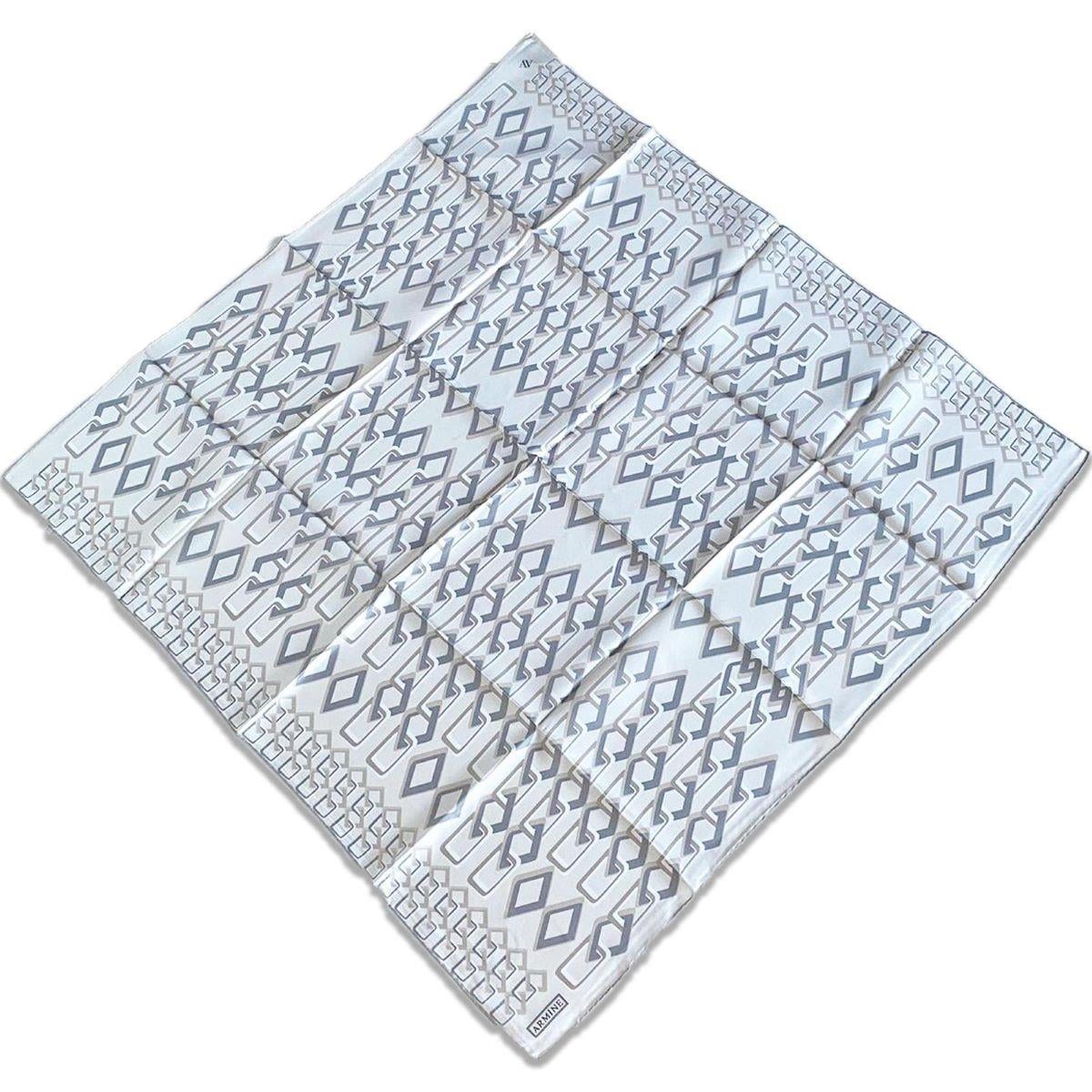 Armine Krem Geometrik Desen Tivil İpek Eşarp 9172 - 86