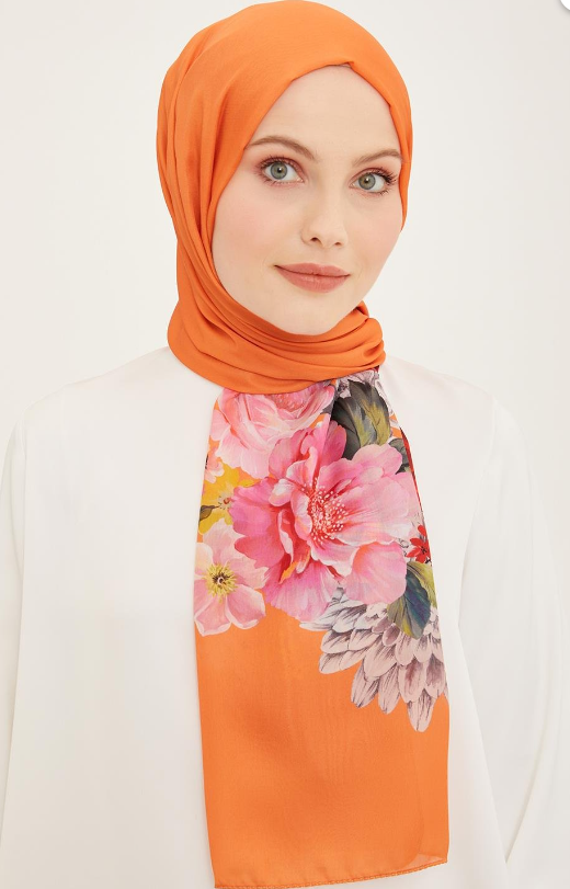 Armine Life Şal 3611-13 Turuncu Çiçek Desen