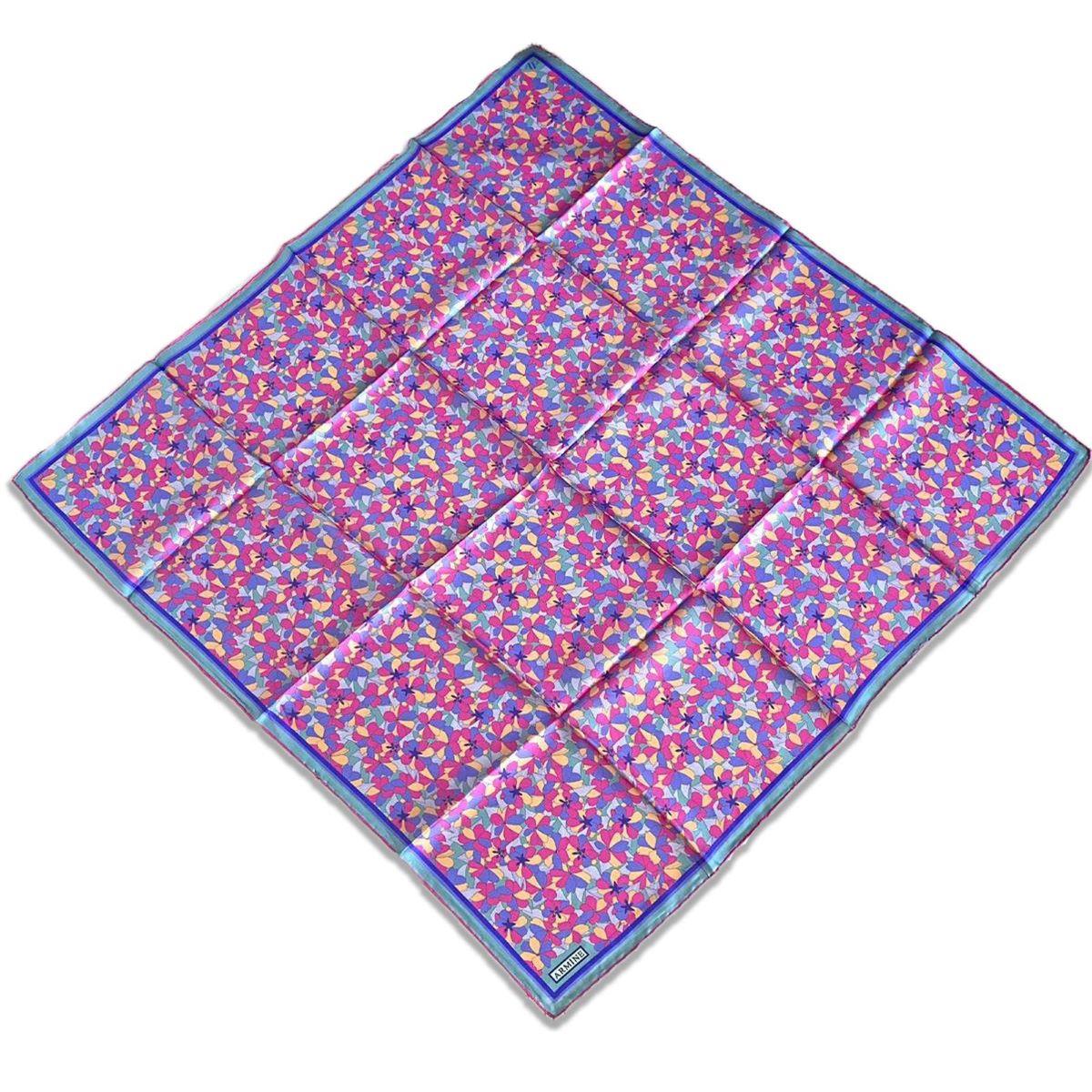 Armine Mor Pembe Çiçek Desen Tivil İpek Eşarp 9173-50