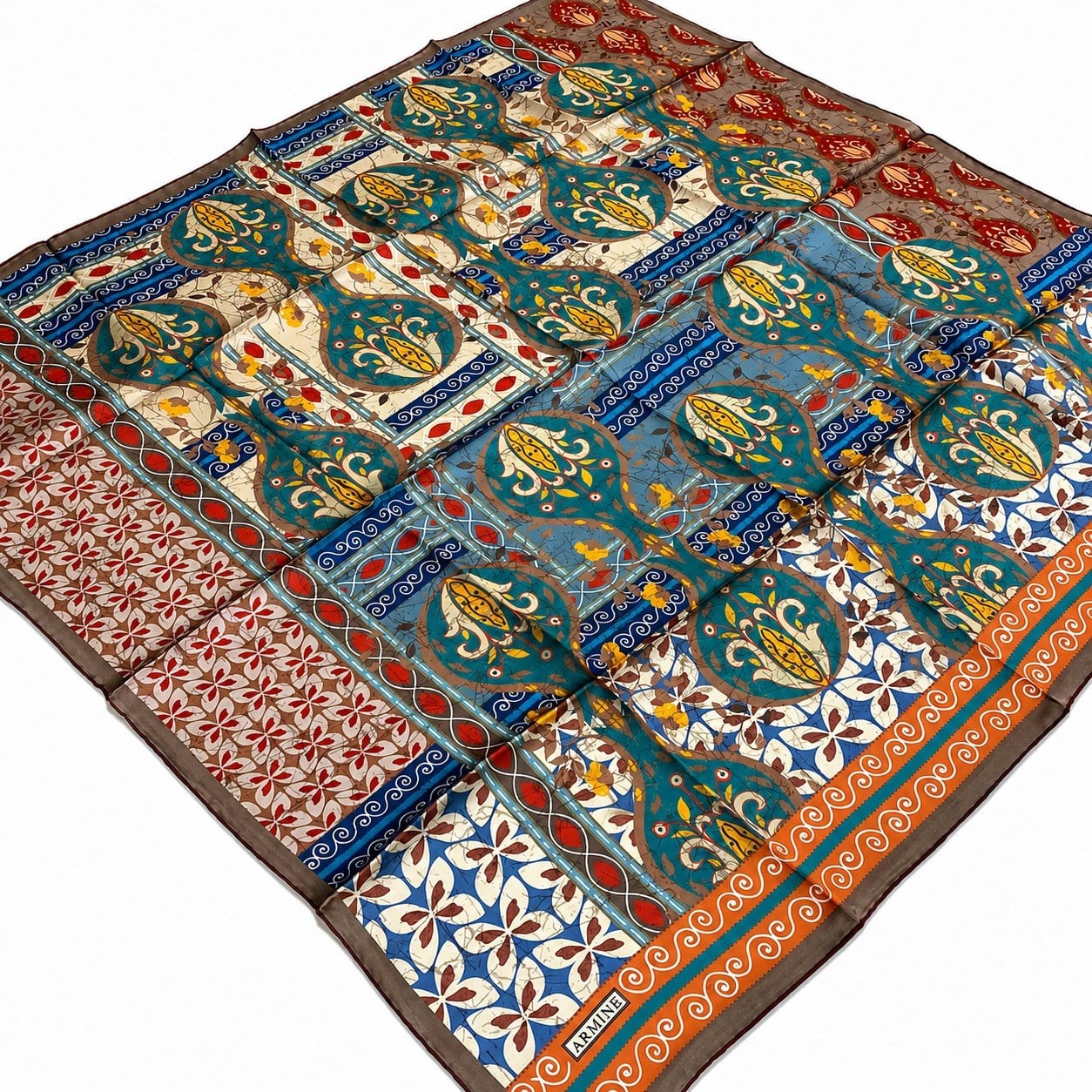 Armine Nostalji Sura İpek 1323 - 09 Koyu Vizon - İndigo Mavisi  Karışık Desen