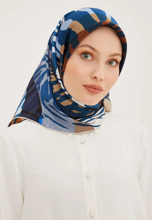 Armine Nostalji Sura İpek 8950-04 Mavi-Beyaz