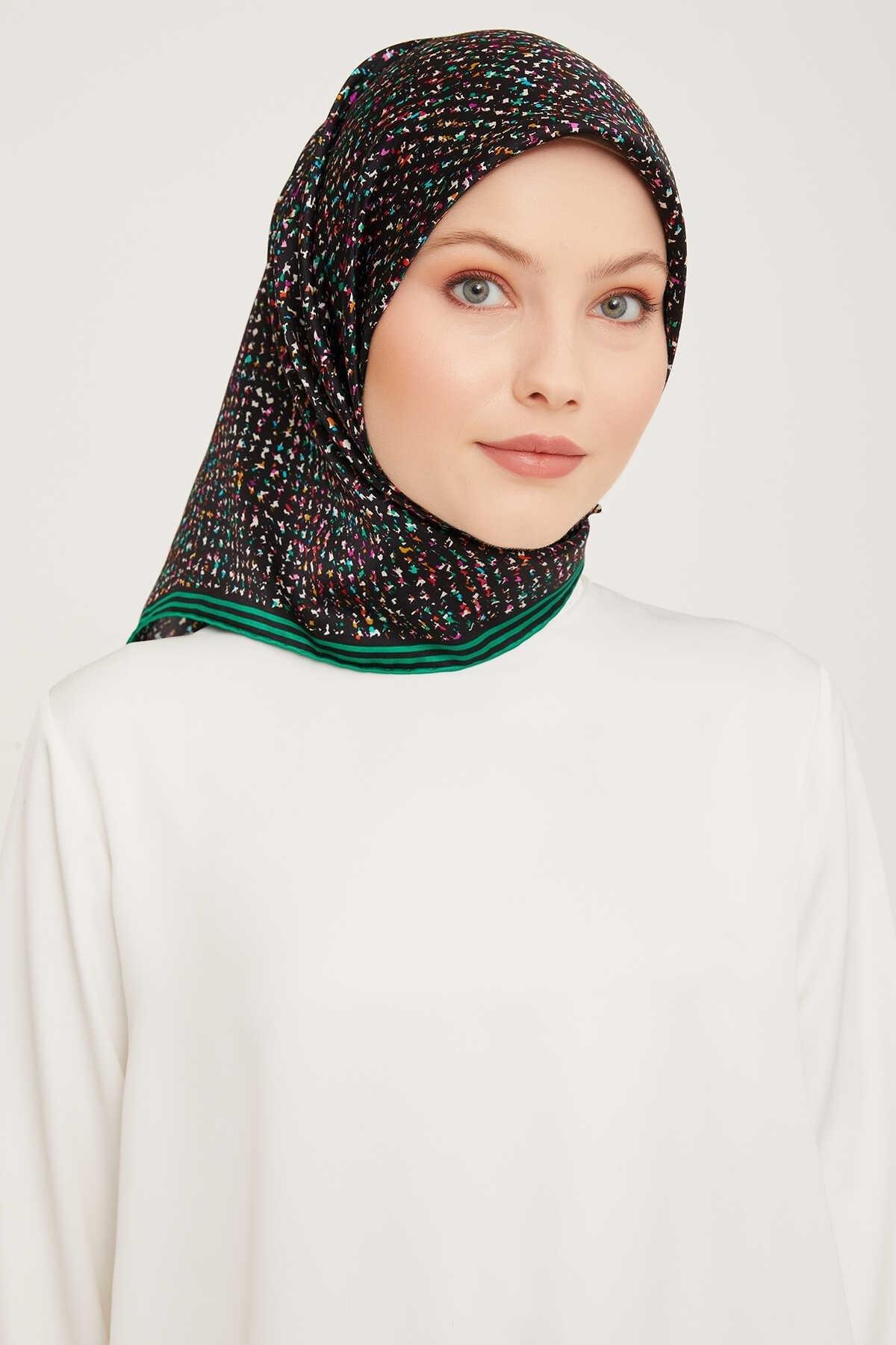Armine Nostalji Tivil İpek 9013-05 Siyah Karışık Desen