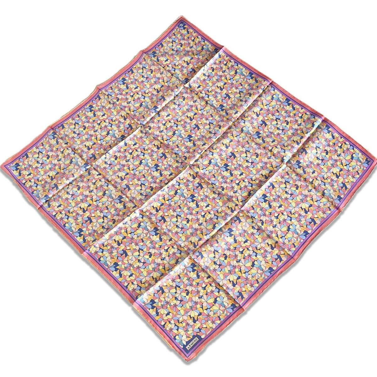 Armine Pink Flower Pattern Satin Silk Scarf 9173-80