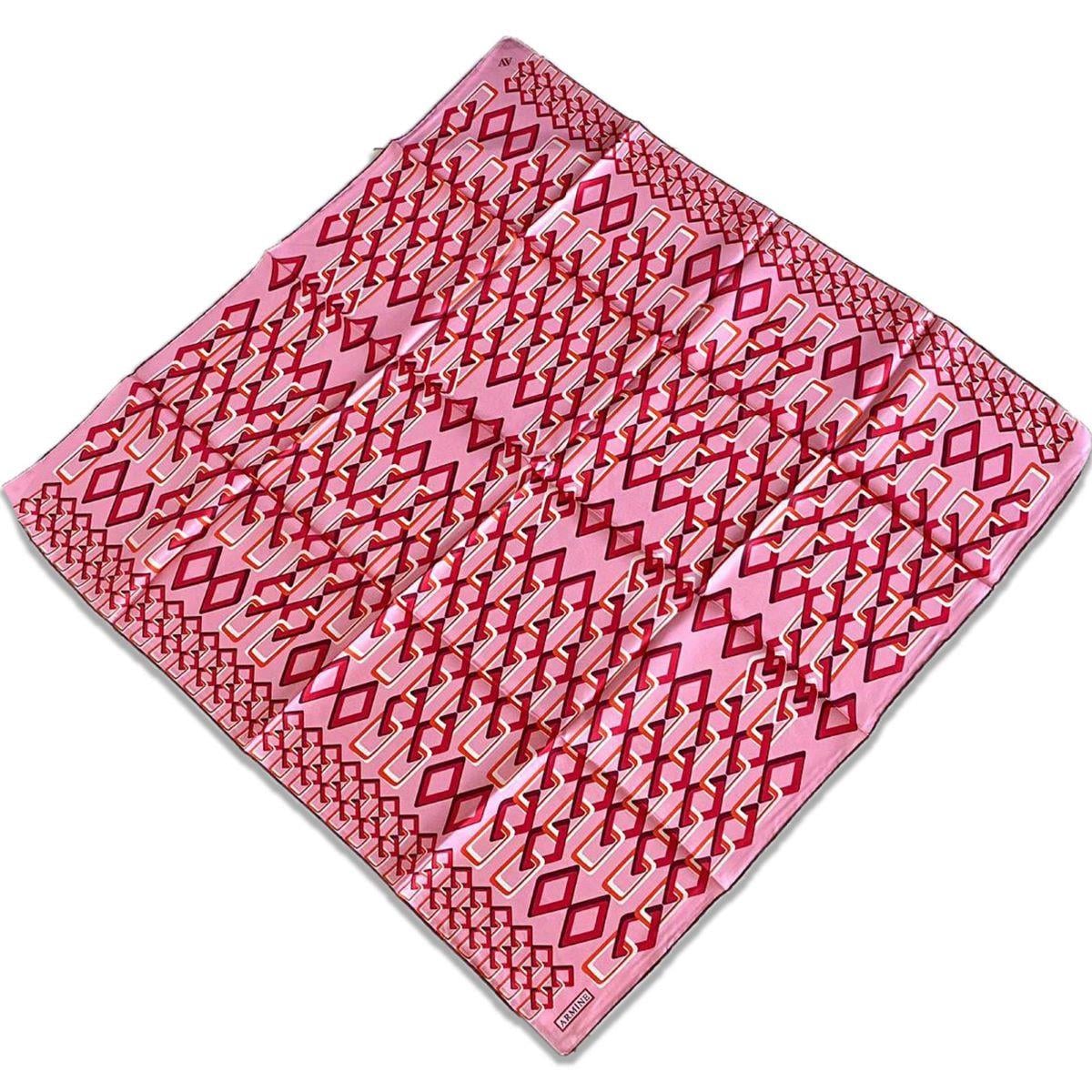 Armine Pembe Geometrik Desen Sura İpek Eşarp 9172 - 01