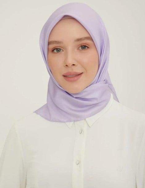 Armine Saf Tivil İpek Eşarp 0010 088 Lila Düz Renk