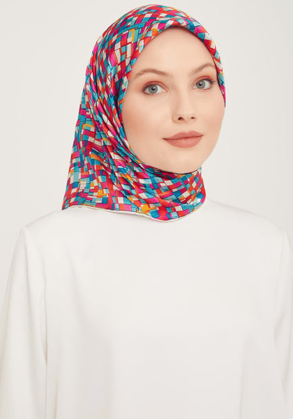 Armine Sura İpek Eşarp 9004-28 Pembe Karışık Desen