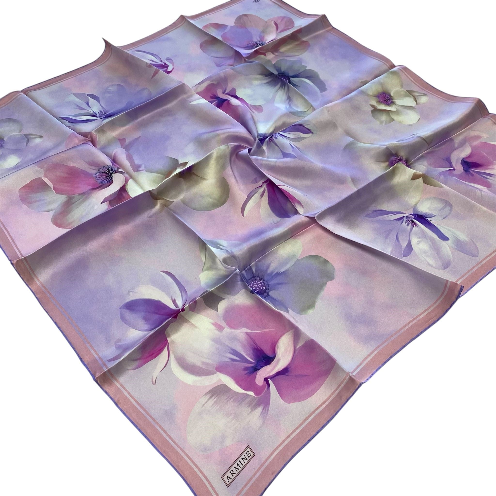 Armine Satin Silk Scarf 9305-81 Pink Mixed Pattern