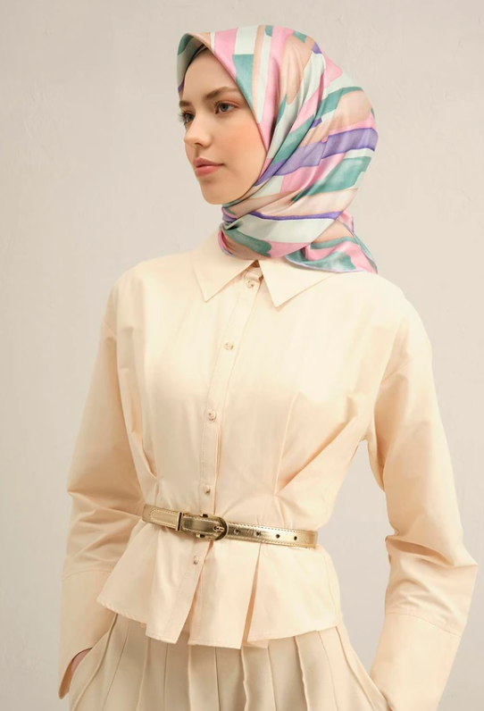 Armine Sura İpek Eşarp 9306-38 Mor Karışık Desen 