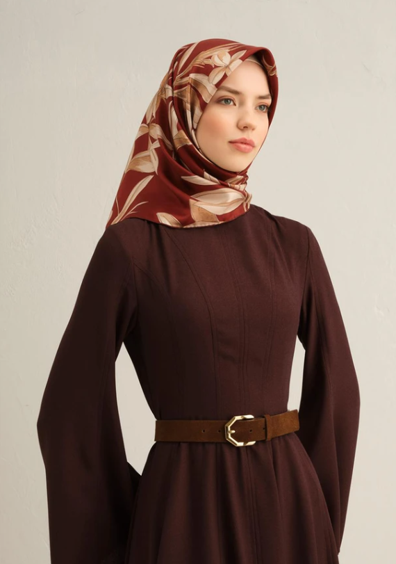 Armine Sura İpek Eşarp 9324-57 Bordo Karışık Desen 