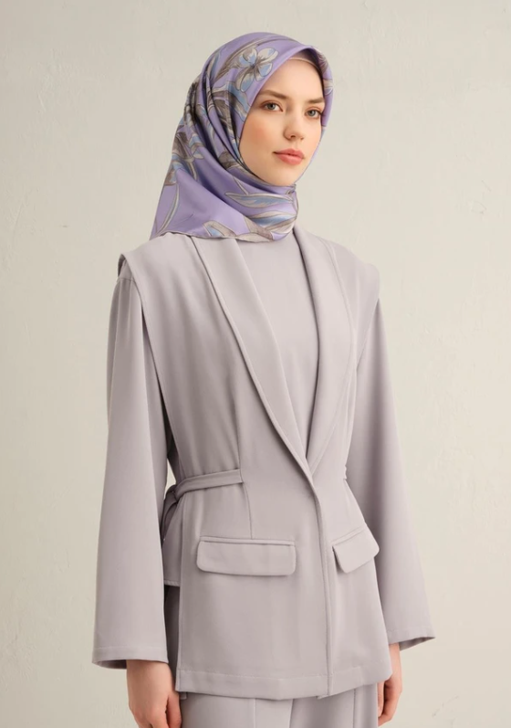Armine Sura İpek Eşarp 9324-87 Lila Karışık Desen 