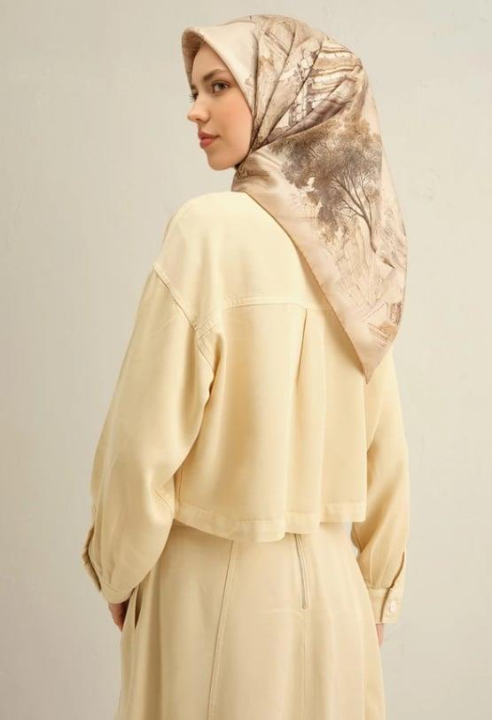 Armine Sura İpek Eşarp 9326-56 Sarı Karışık Desen 