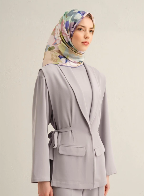 Armine Sura İpek Eşarp 9334-33 Mor Karışık Desen 