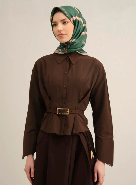 Armine Sura İpek Eşarp 9346-12 Yeşil Karışık Desen 