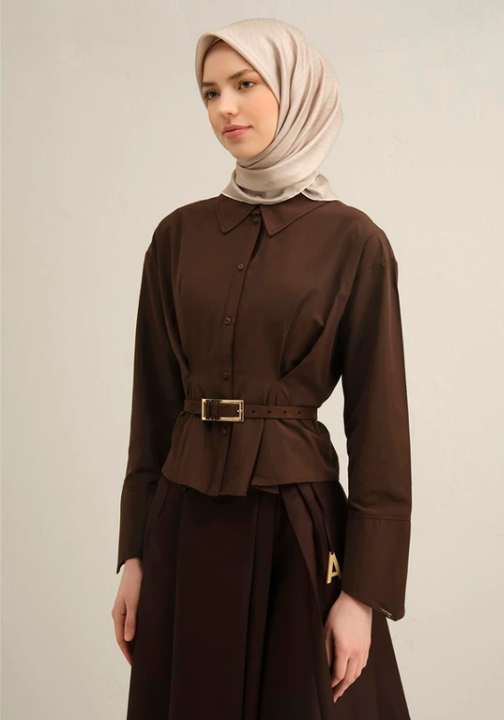 Armine Sura İpek Eşarp 9348-86 Vizon Karışık Desen 