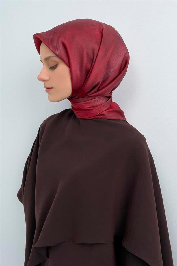 Armine Sura Saf İpek Eşarp 9513 - 83 Bordo Kırçıllı Desen