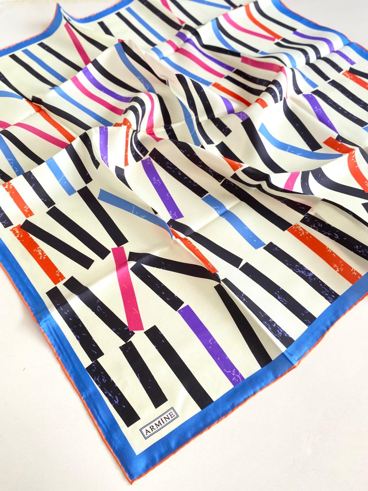 Armine Tivil İpek Eşarp 9101 - 32 Krem Karışık Desen