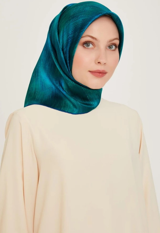 Armine Tivil İpek Eşarp 9221-10 Yeşil Karışık Desen 