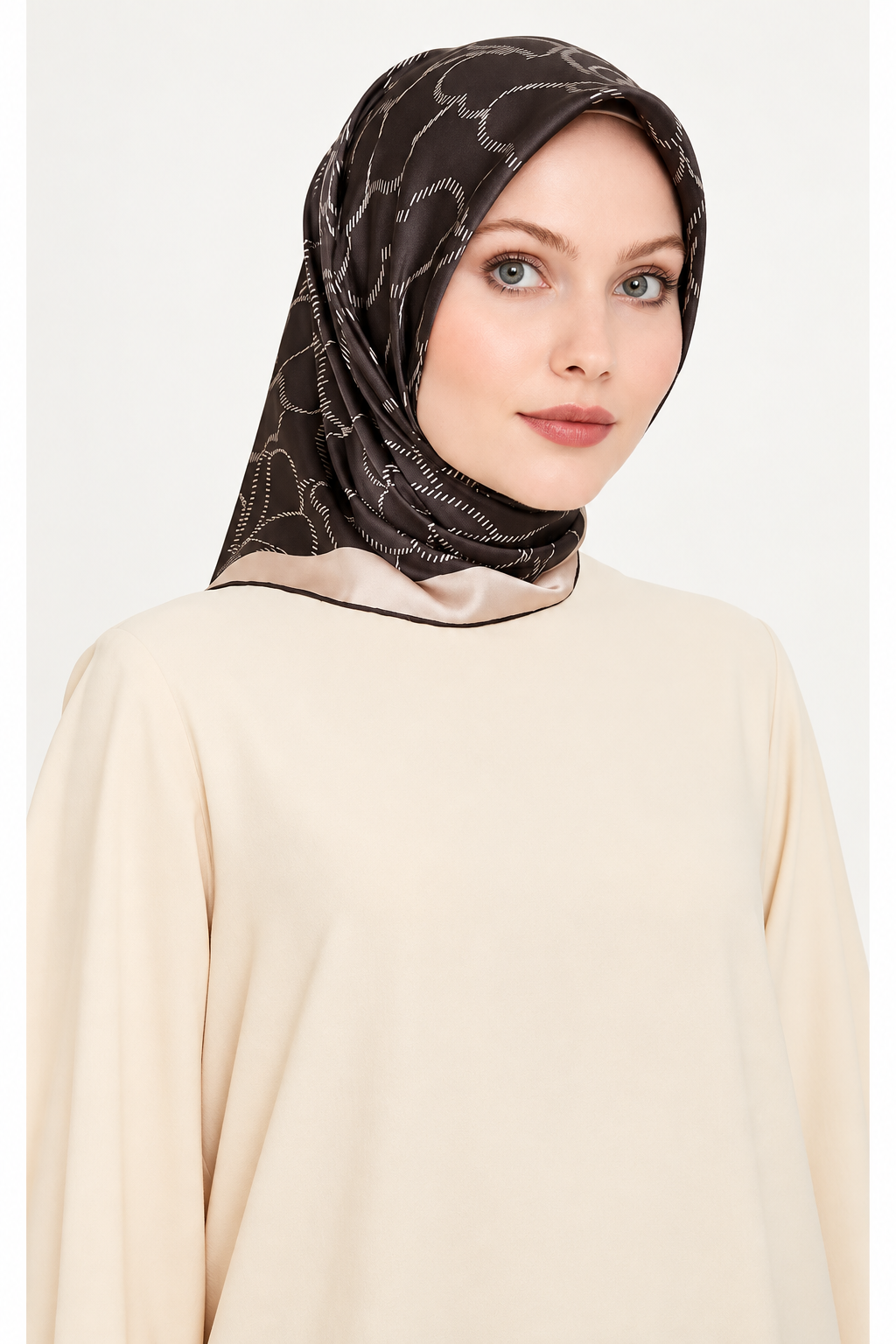 Armine Tivil İpek Eşarp 9222 - 87 Füme Soyut Desen 