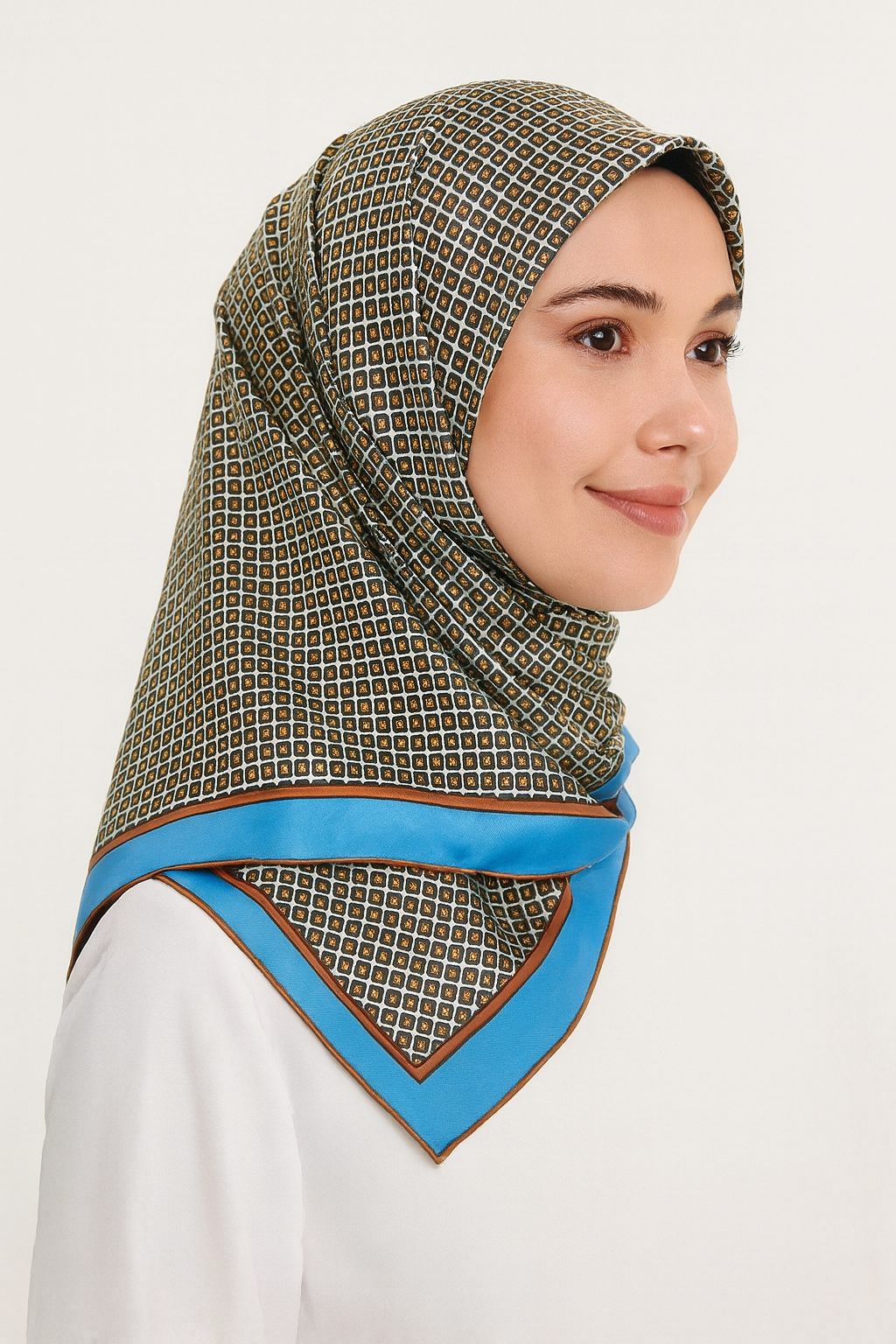 Armine Tivil İpek Eşarp 9226-03 Kahverengi Karışık Desen 