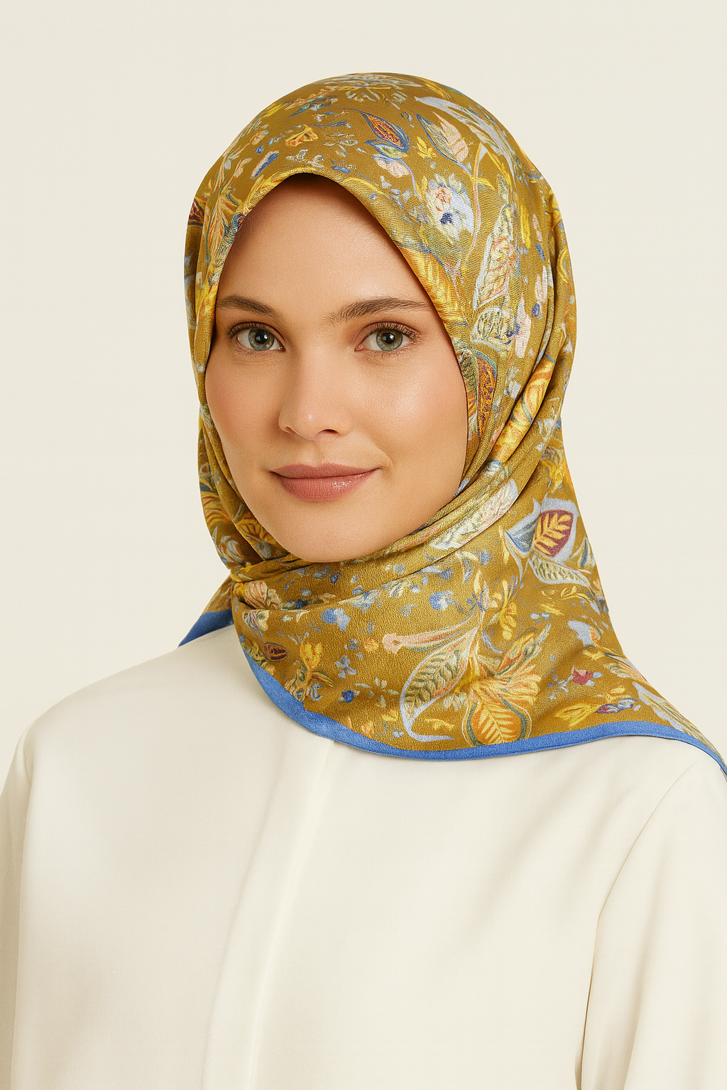 Armine Twill Silk Scarf 9227-53 Caramel Mixed Pattern