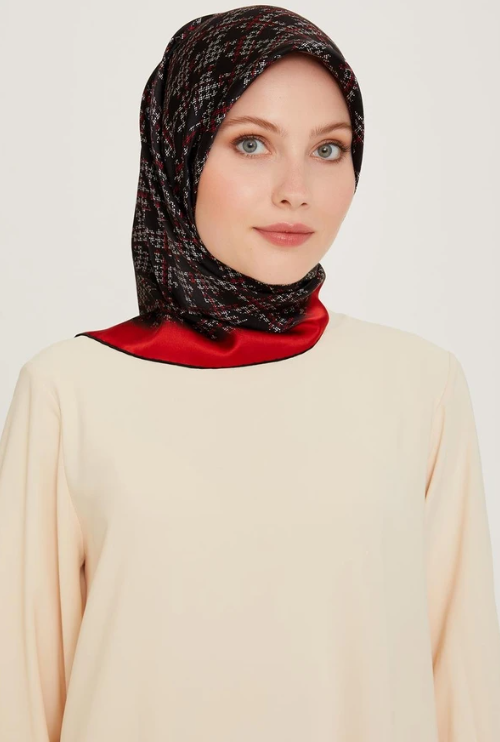 Armine Tivil İpek Eşarp 9239-05 Siyah Karışık Desen 